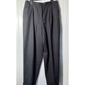 Talbots Women's 100% Wool Pants Size 18 Gray Cuffed Pleated Office